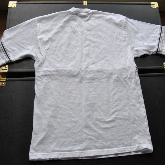 Quicksilver Embroidered Small White & Blue Short Sleeve Shirt - Picture 3 of 5